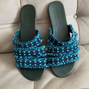 Rothys size 7 teal fringe sandal